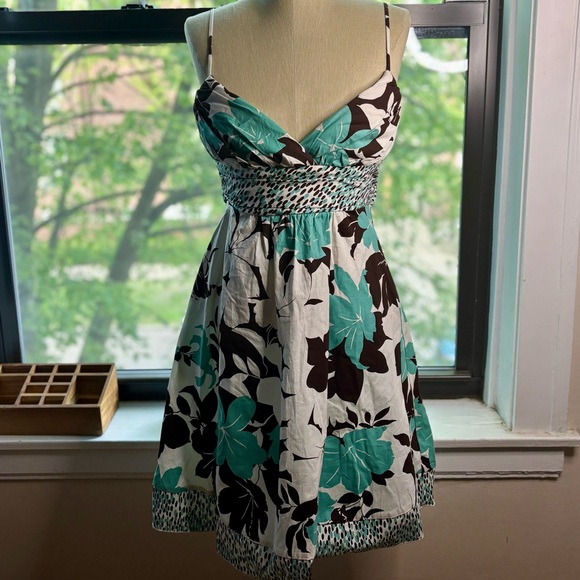 Y2K Candie's Teal and Brown Patterned Dress - Picture 1 of 5